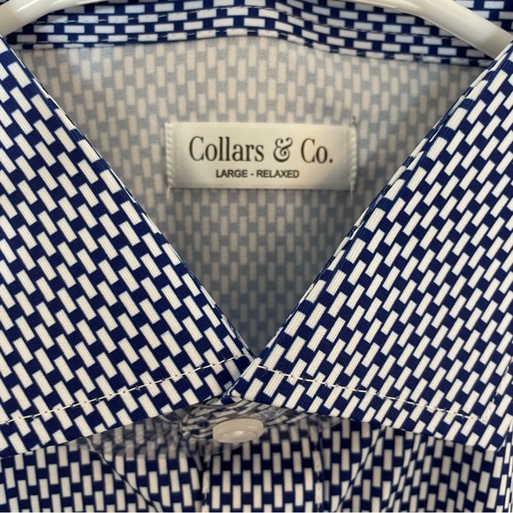 NWOT Collars & Co. Vantage Blue White Relaxed Flex Polo in Size Large - Picture 5 of 7